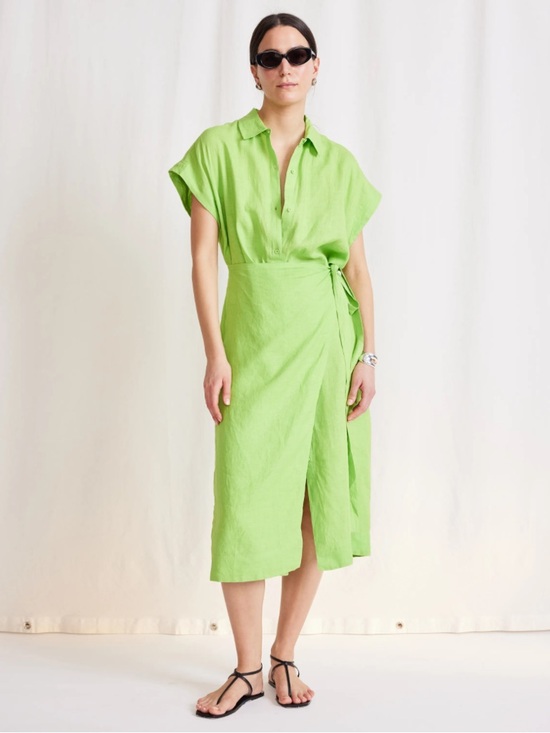 Apiece Apart Dresses & Skirts - Apiece Apart Bright Lime Green Button-Front Dress